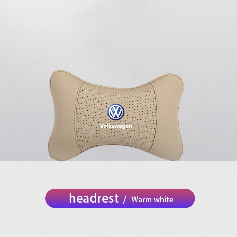 1Pcs Car Seat Headrest Auto Logo Neck Pillow For Volkswagen Polo Golf Tiguan Passat Touareg Magotan ID.3 Touran Beetle T-Cross