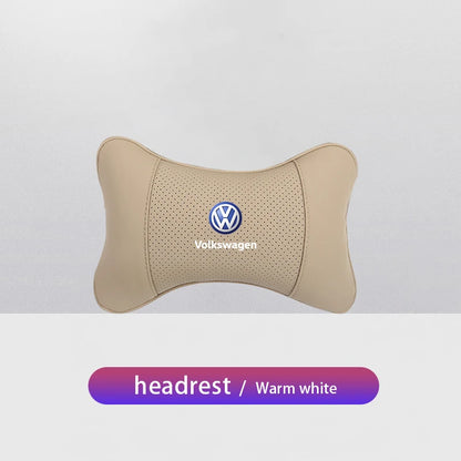 1Pcs Car Seat Headrest Auto Logo Neck Pillow For Volkswagen Polo Golf Tiguan Passat Touareg Magotan ID.3 Touran Beetle T-Cross