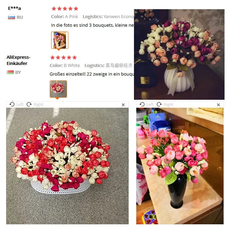 Autunno 15 Teste/Bouquet Piccole Rose Bocciolo Brattea Seta Fiore Artificiale Fai da Te Matrimonio Casa Natale Decorazione Regali Floreali Accessori Foto