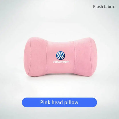 Suede Memory Cotton Neck Pillow Headrest Car Seat Accessories For Volkswagen GTI Golf 6 7 8 Polo VW R-Line CC Passat Tiguan T-RO