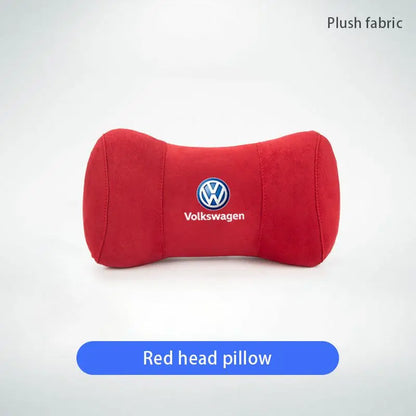 Car Suede Headrest Seat Neck Pillow Head Support For VW Tiguan Arteon Taigo Caddy CC e-up! Golf Polo Passat Amarok Transporter