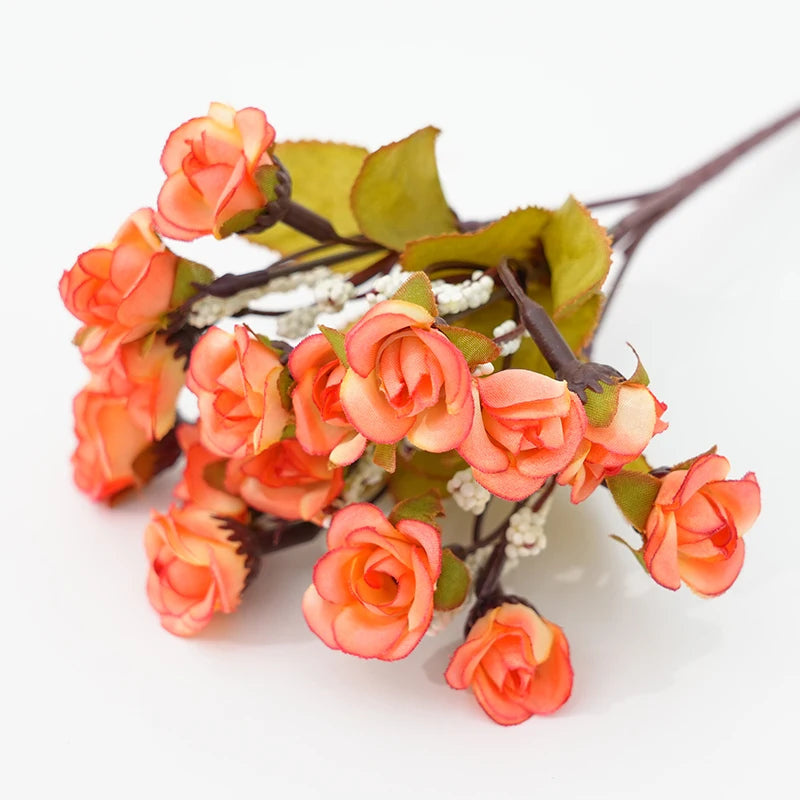 Autunno 15 Teste/Bouquet Piccole Rose Bocciolo Brattea Seta Fiore Artificiale Fai da Te Matrimonio Casa Natale Decorazione Regali Floreali Accessori Foto