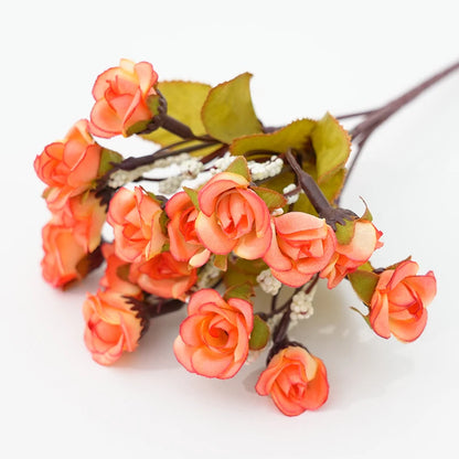 Autunno 15 Teste/Bouquet Piccole Rose Bocciolo Brattea Seta Fiore Artificiale Fai da Te Matrimonio Casa Natale Decorazione Regali Floreali Accessori Foto