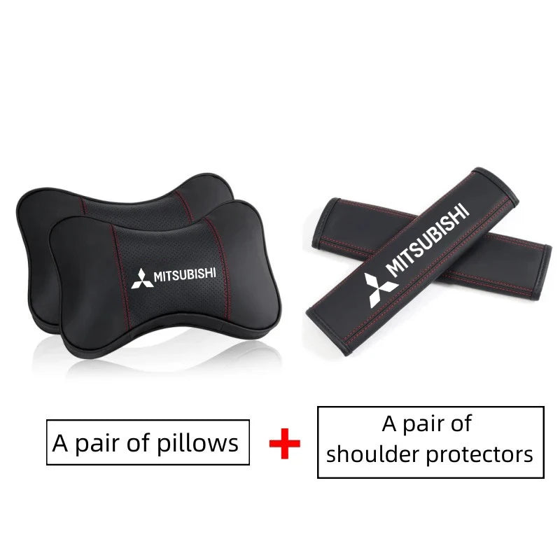 Car Headrest Pillow Neck Rest Seat Belt Protection Shoulder Pads For Mitsubishi Asx Lancer Outlander Pajero Ralliart Accessories