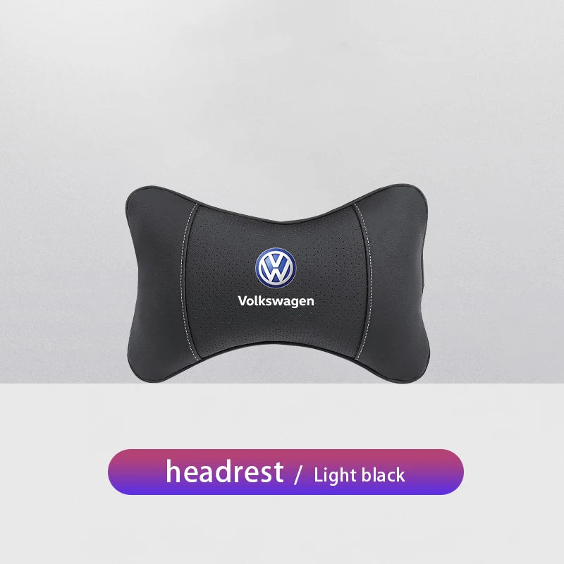 1Pcs Car Seat Headrest Auto Logo Neck Pillow For Volkswagen Polo Golf Tiguan Passat Touareg Magotan ID.3 Touran Beetle T-Cross