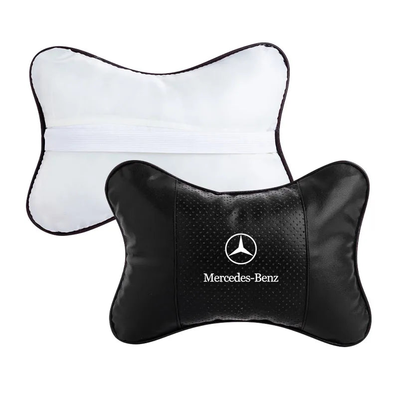 1/2Pcs Car Seat Headrest Auto Logo Neck Pillow Car Accessories For Mercedes benz AMG W204 W203 W212 W211 W124 W210 GLC GLE E CLA