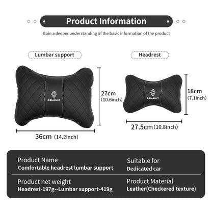 Car Seat Headrest Back Cushion Leather Neck Driving Support For Renaul Clio Captur Sparco Megane Sandero Grand Sill Guard