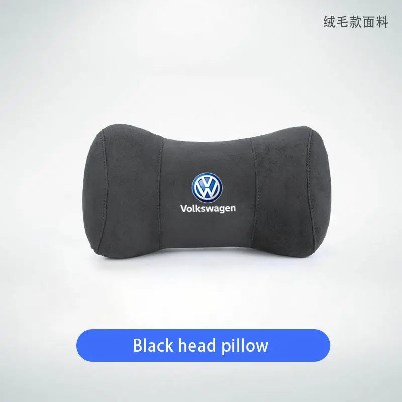 Suede Memory Cotton Neck Pillow Headrest Car Seat Accessories For Volkswagen GTI Golf 6 7 8 Polo VW R-Line CC Passat Tiguan T-RO