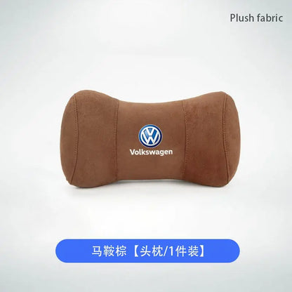 Suede Memory Cotton Neck Pillow Headrest Car Seat Accessories For Volkswagen GTI Golf 6 7 8 Polo VW R-Line CC Passat Tiguan T-RO