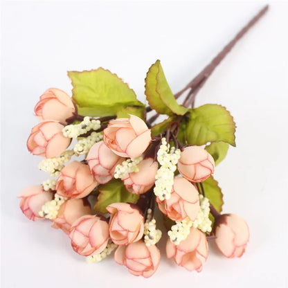 Autunno 15 Teste/Bouquet Piccole Rose Bocciolo Brattea Seta Fiore Artificiale Fai da Te Matrimonio Casa Natale Decorazione Regali Floreali Accessori Foto