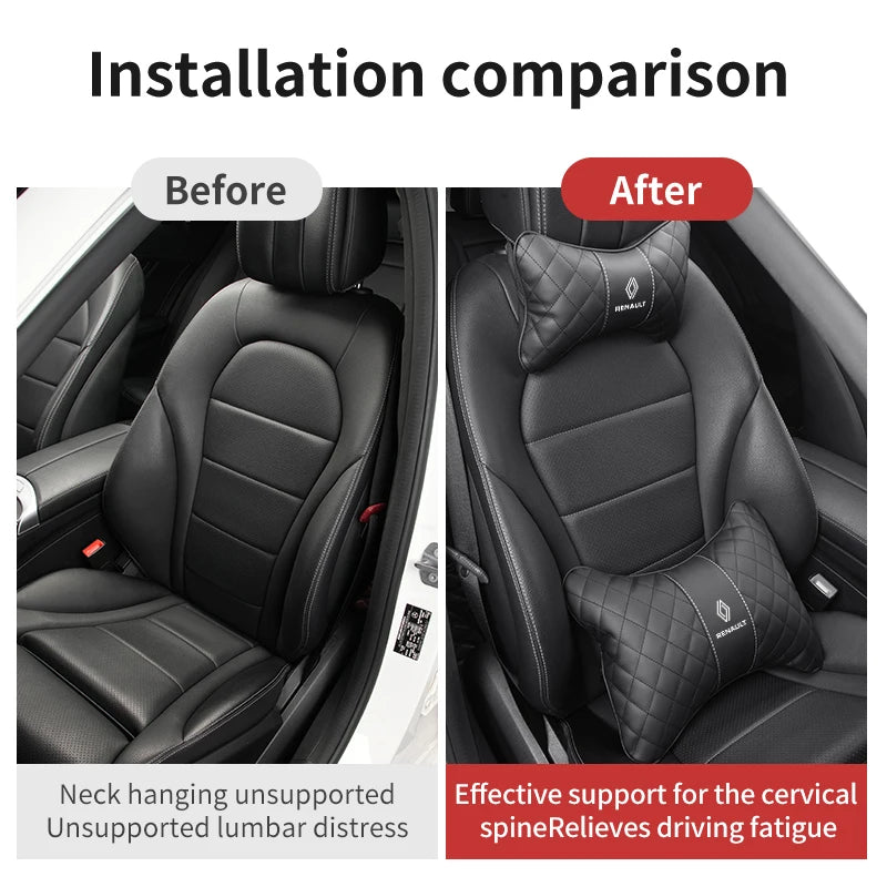 Car Seat Headrest Back Cushion Leather Neck Driving Support For Renaul Clio Captur Sparco Megane Sandero Grand Sill Guard