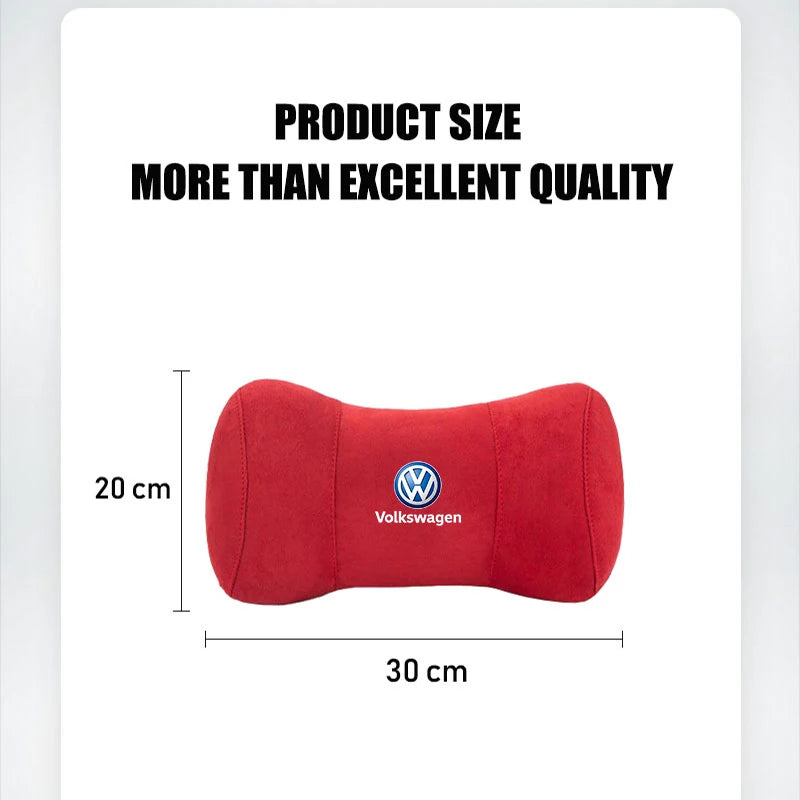 Suede Memory Cotton Neck Pillow Headrest Car Seat Accessories For Volkswagen GTI Golf 6 7 8 Polo VW R-Line CC Passat Tiguan T-RO