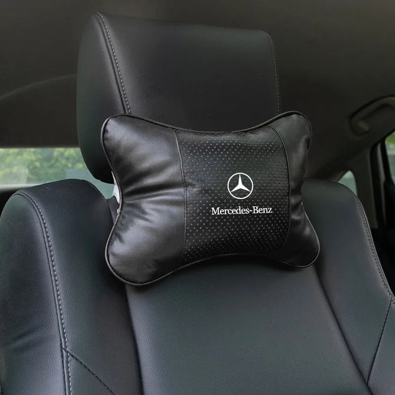 1/2Pcs Car Seat Headrest Auto Logo Neck Pillow Car Accessories For Mercedes benz AMG W204 W203 W212 W211 W124 W210 GLC GLE E CLA