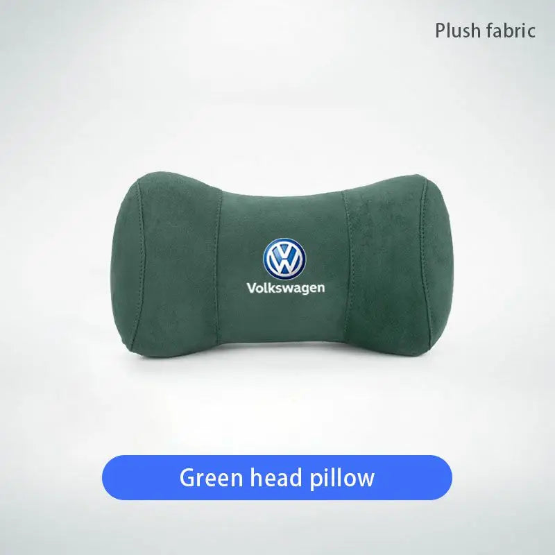 Car Suede Headrest Seat Neck Pillow Head Support For VW Tiguan Arteon Taigo Caddy CC e-up! Golf Polo Passat Amarok Transporter