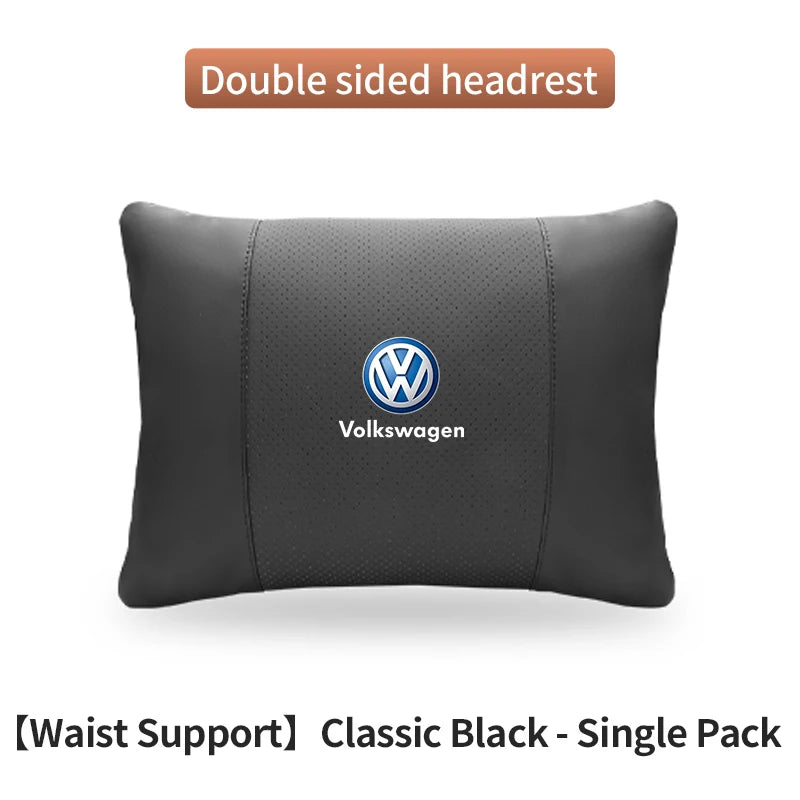 For Volkswagen Golf Passat Touareg Magotan Tiguan Touran Car Suede Leather Headrest Neck Support Seat Lumbar Cushion Neck Pillow