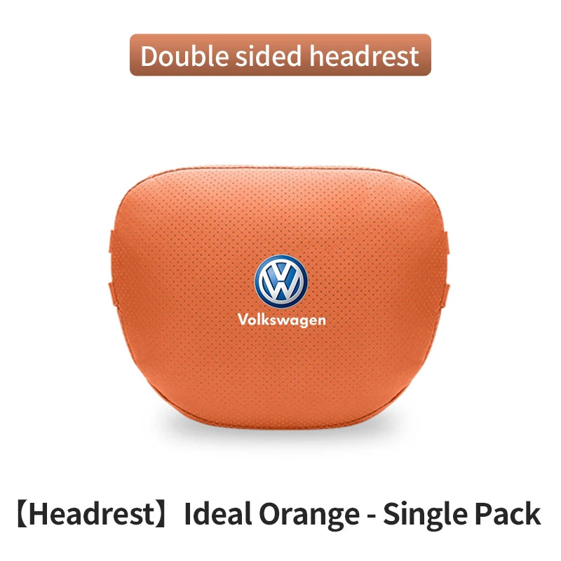 For Volkswagen Golf Passat Touareg Magotan Tiguan Touran Car Suede Leather Headrest Neck Support Seat Lumbar Cushion Neck Pillow