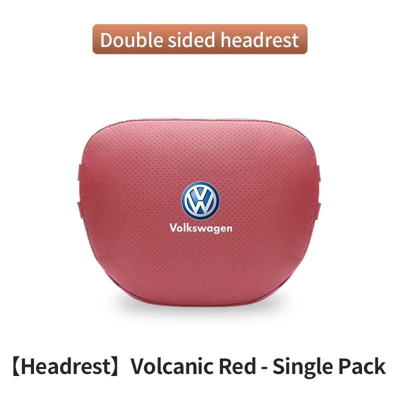 For Volkswagen Golf Passat Touareg Magotan Tiguan Touran Car Suede Leather Headrest Neck Support Seat Lumbar Cushion Neck Pillow