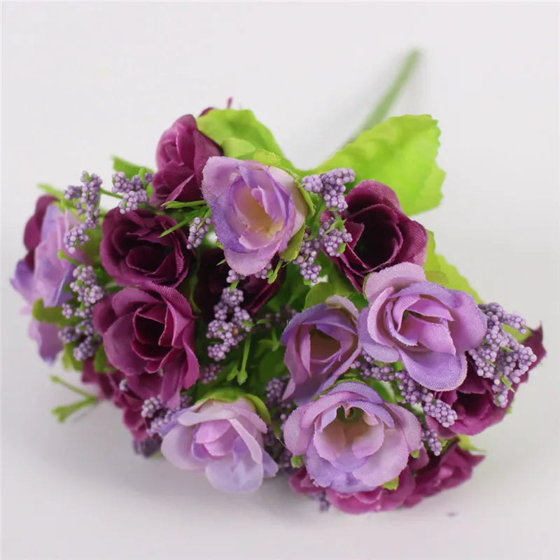 Autunno 15 Teste/Bouquet Piccole Rose Bocciolo Brattea Seta Fiore Artificiale Fai da Te Matrimonio Casa Natale Decorazione Regali Floreali Accessori Foto