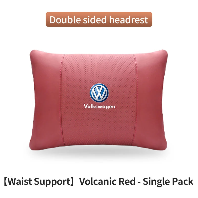 For Volkswagen Golf Passat Touareg Magotan Tiguan Touran Car Suede Leather Headrest Neck Support Seat Lumbar Cushion Neck Pillow