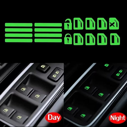 Car Window Button Luminous Sticker Car Style Glowing Sticker Window Lifter Switch Night Fluorescent Decals Car Interior Stickers