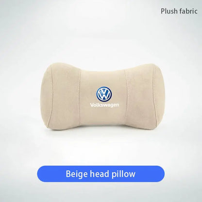 Suede Memory Cotton Neck Pillow Headrest Car Seat Accessories For Volkswagen GTI Golf 6 7 8 Polo VW R-Line CC Passat Tiguan T-RO