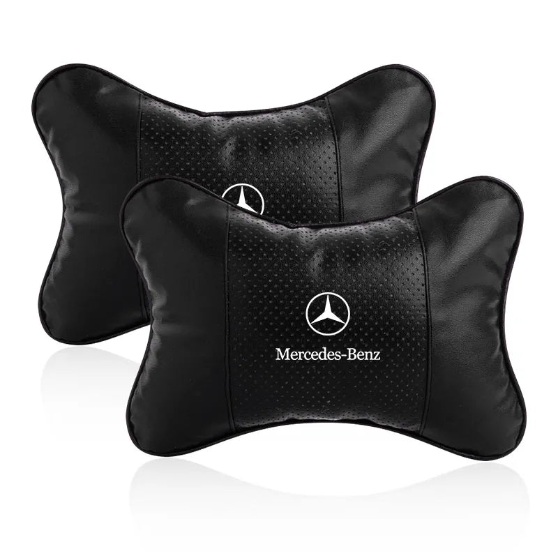 1/2Pcs Car Seat Headrest Auto Logo Neck Pillow Car Accessories For Mercedes benz AMG W204 W203 W212 W211 W124 W210 GLC GLE E CLA