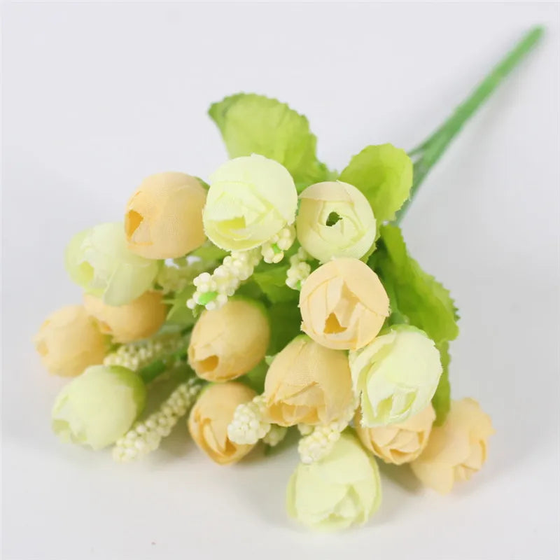 Autunno 15 Teste/Bouquet Piccole Rose Bocciolo Brattea Seta Fiore Artificiale Fai da Te Matrimonio Casa Natale Decorazione Regali Floreali Accessori Foto