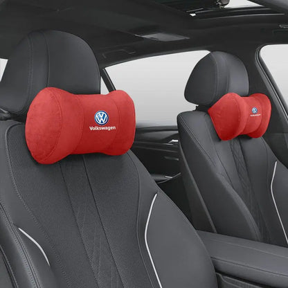 Suede Memory Cotton Neck Pillow Headrest Car Seat Accessories For Volkswagen GTI Golf 6 7 8 Polo VW R-Line CC Passat Tiguan T-RO