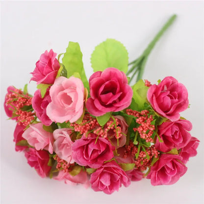 Autunno 15 Teste/Bouquet Piccole Rose Bocciolo Brattea Seta Fiore Artificiale Fai da Te Matrimonio Casa Natale Decorazione Regali Floreali Accessori Foto