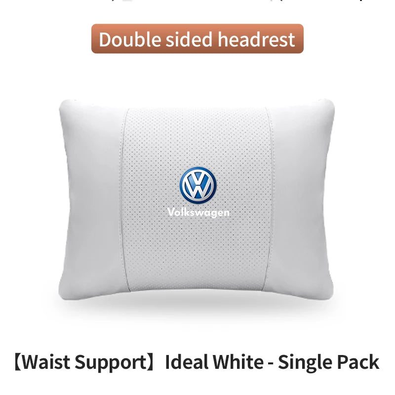 For Volkswagen Golf Passat Touareg Magotan Tiguan Touran Car Suede Leather Headrest Neck Support Seat Lumbar Cushion Neck Pillow