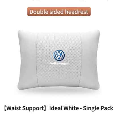 For Volkswagen Golf Passat Touareg Magotan Tiguan Touran Car Suede Leather Headrest Neck Support Seat Lumbar Cushion Neck Pillow