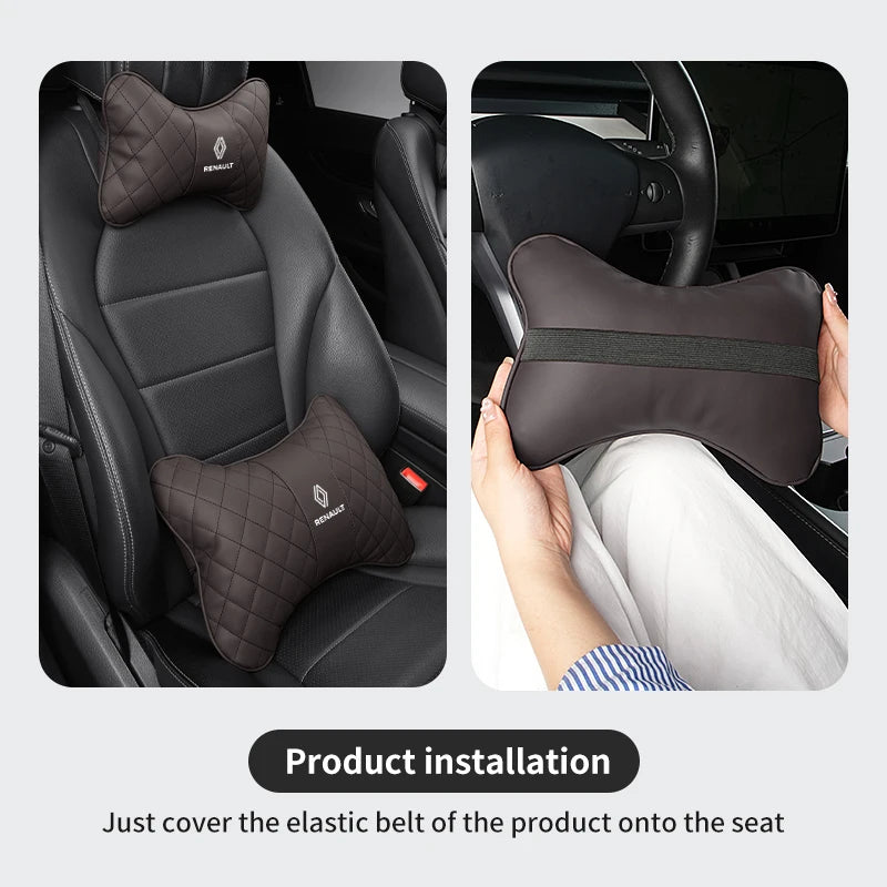 Car Seat Headrest Back Cushion Leather Neck Driving Support For Renaul Clio Captur Sparco Megane Sandero Grand Sill Guard