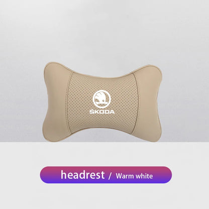 Car Seat Neck Headrest Pillow Rest Head Support Cushion For Skoda Octavia A5 Mk3 Fabia Kamiq Kodiaq Karoq Yeti Rapid Vrs Superb