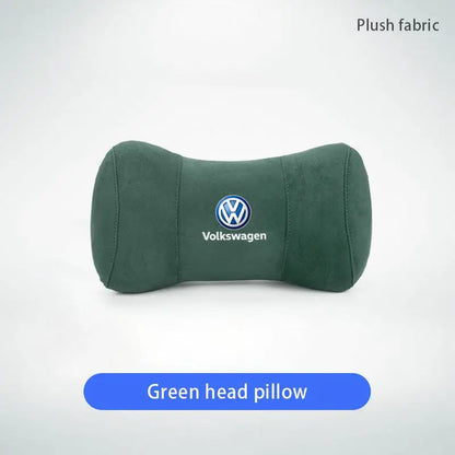 Suede Memory Cotton Neck Pillow Headrest Car Seat Accessories For Volkswagen GTI Golf 6 7 8 Polo VW R-Line CC Passat Tiguan T-RO